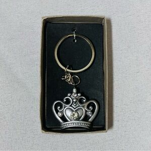 NIB Silver Rhinestone Embellished Crown Keychain
